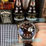 Low Price Replica IWC Schaffhausen Brown Dial Brown Leather Strap Automatic Watch